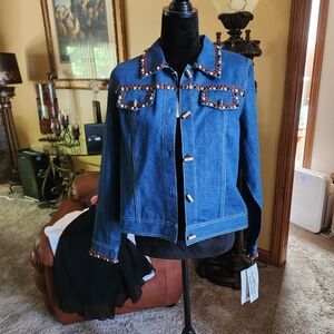 Embellished Blue Denim Jacket